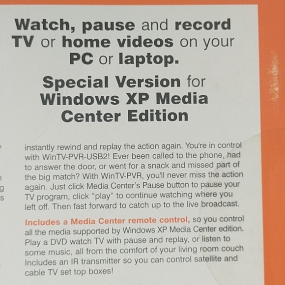Personal video recorder WinTV-PVR USB2 MCE & Windows XP media center edt 2005 - Picture 15 of 16